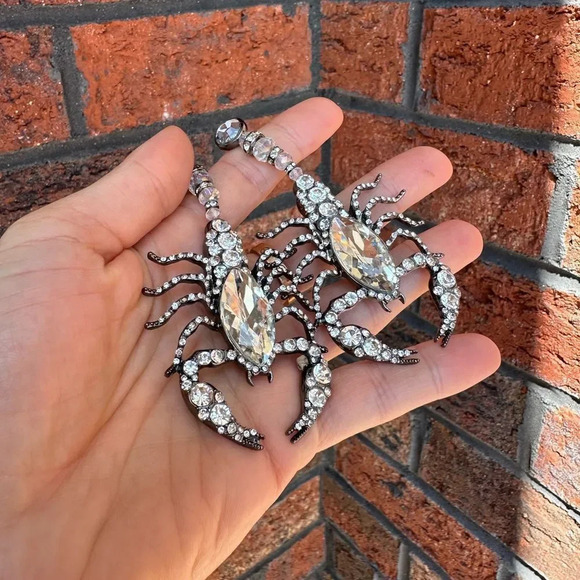 Zara Scorpion Crystal Drop Earrings - Picture 8 of 13